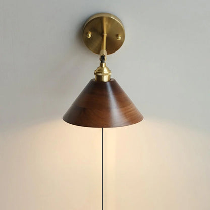 Vintage Wall Lamp | Natural Walnut & Brass | Indoor Lighting