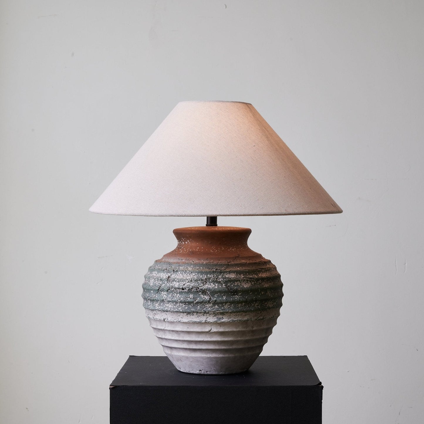 Clay Table Lamp | Terracotta & Beige | 45cm Diameter