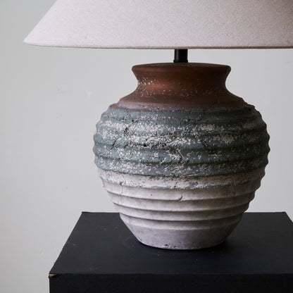 Clay Table Lamp | Terracotta & Beige | 45cm Diameter