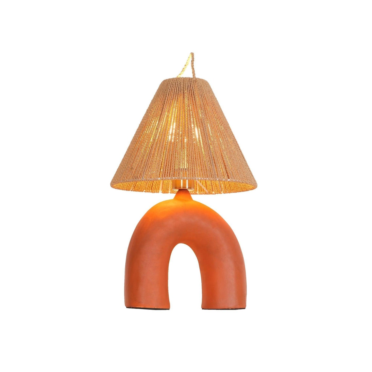 Arched Table Lamp | Braided Rope & Ceramics | White, Terra Cotta, Skin