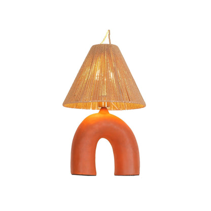 Arched Table Lamp | Braided Rope & Ceramics | White, Terra Cotta, Skin