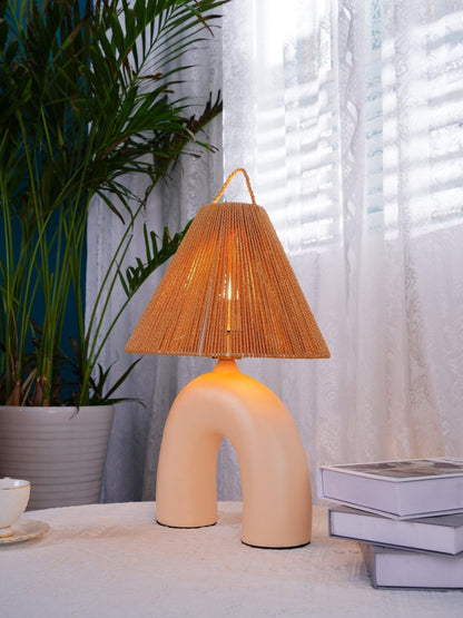 Arched Table Lamp | Braided Rope & Ceramics | White, Terra Cotta, Skin
