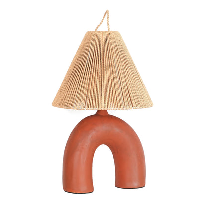 Arched Table Lamp | Braided Rope & Ceramics | White, Terra Cotta, Skin