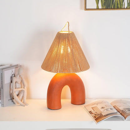 Arched Table Lamp | Braided Rope & Ceramics | White, Terra Cotta, Skin