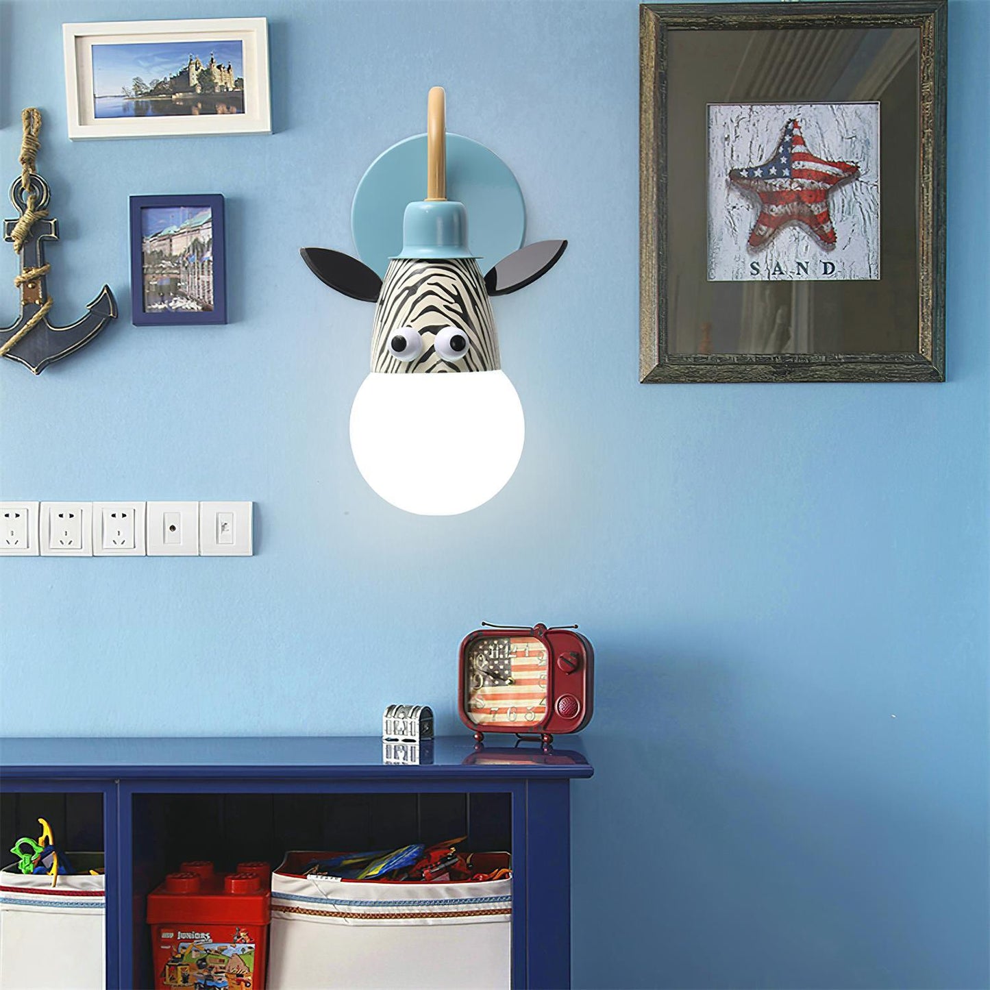 Cartoon Animal Wall Lamp | Iron Metal | Blue, Red, Green