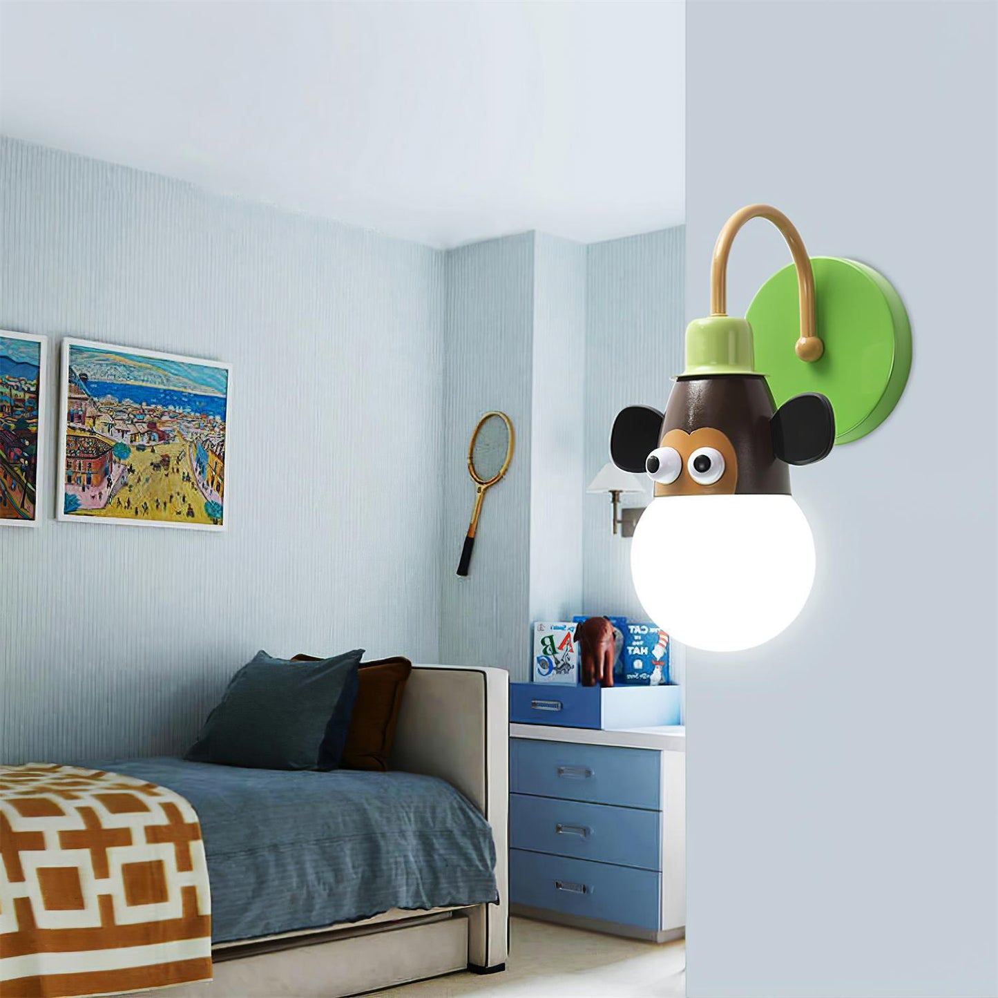 Cartoon Animal Wall Lamp | Iron Metal | Blue, Red, Green