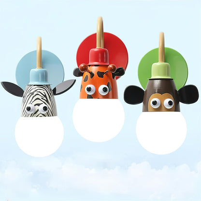 Cartoon Animal Wall Lamp | Iron Metal | Blue, Red, Green