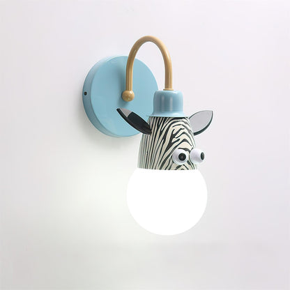 Cartoon Animal Wall Lamp | Iron Metal | Blue, Red, Green