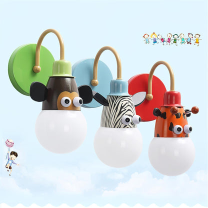 Cartoon Animal Wall Lamp | Iron Metal | Blue, Red, Green