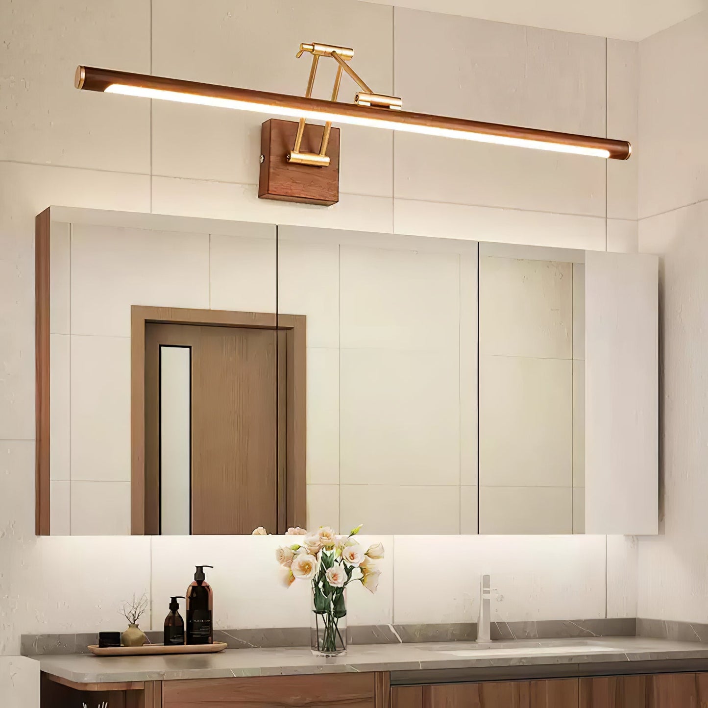 Linear Adjustable Wall Light | Brass & Acrylic | Set of 2