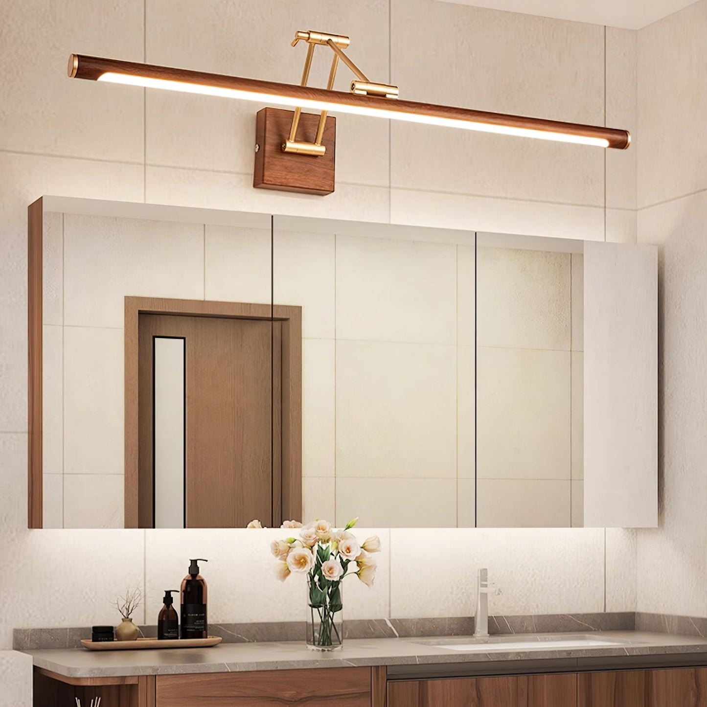 Linear Adjustable Wall Light | Brass & Acrylic | Set of 2