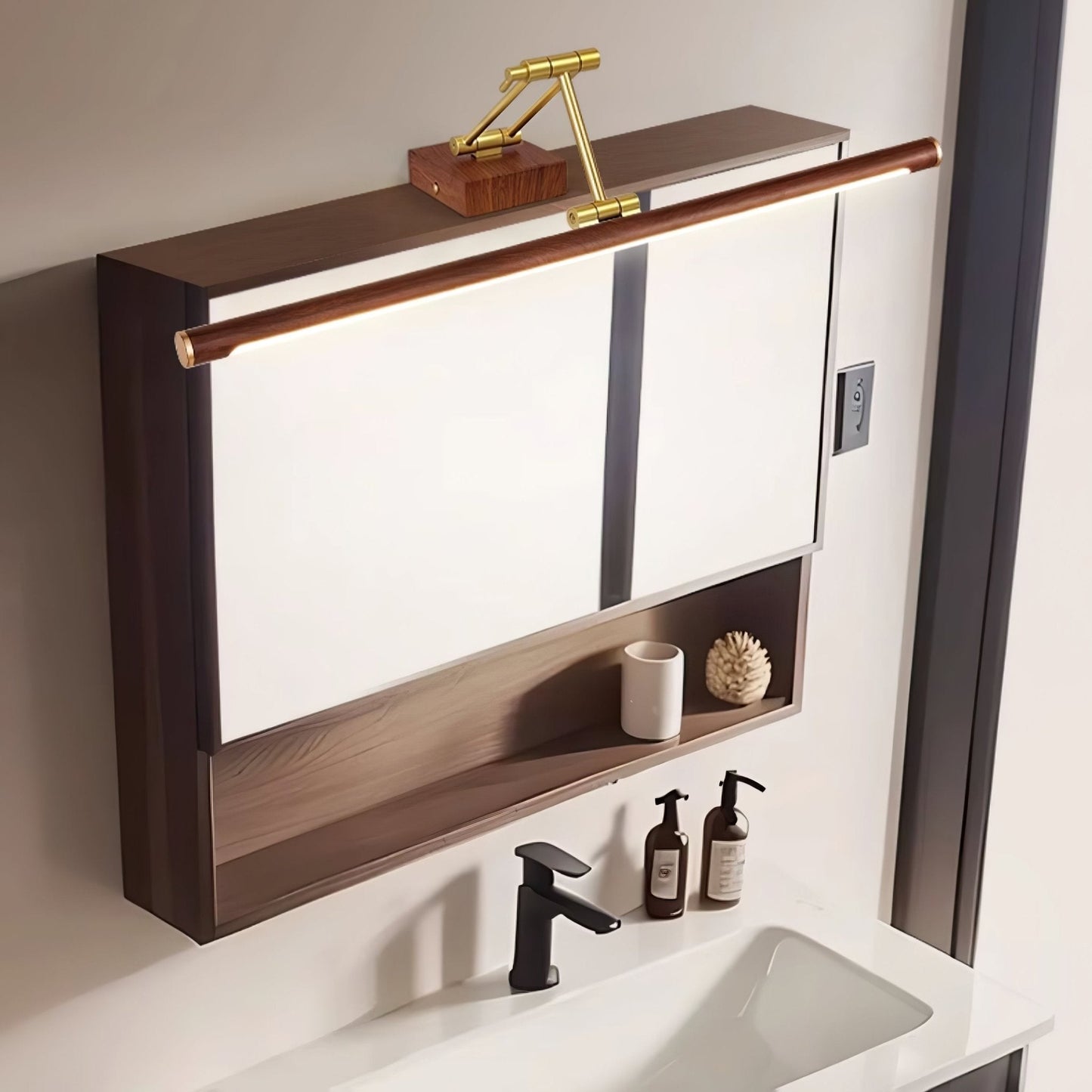 Linear Adjustable Wall Light | Brass & Acrylic | Set of 2