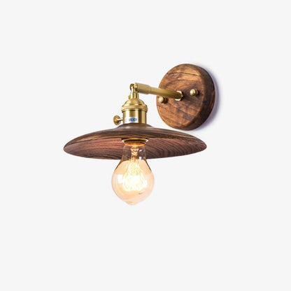 Walnut Flared Wall Light | Brass & Walnut Design | Set of 2