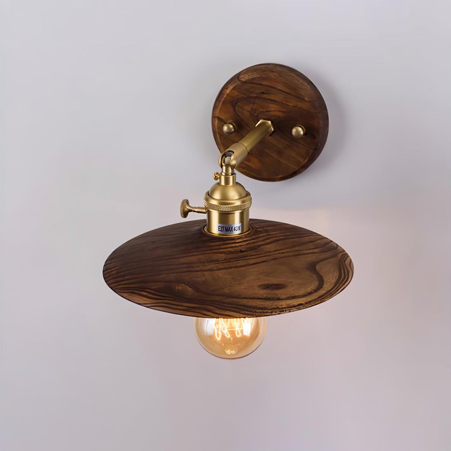 Walnut Flared Wall Light | Brass & Walnut Design | Set of 2