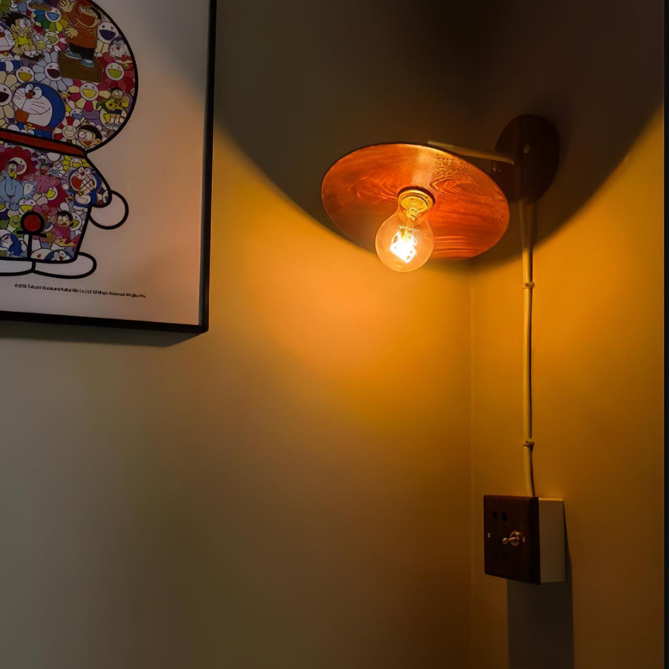 Walnut Flared Wall Light | Brass & Walnut Design | Set of 2