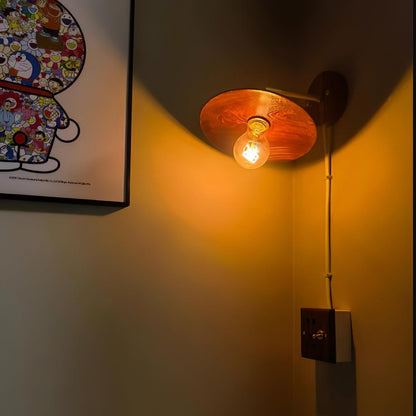 Walnut Flared Wall Light | Brass & Walnut Design | Set of 2