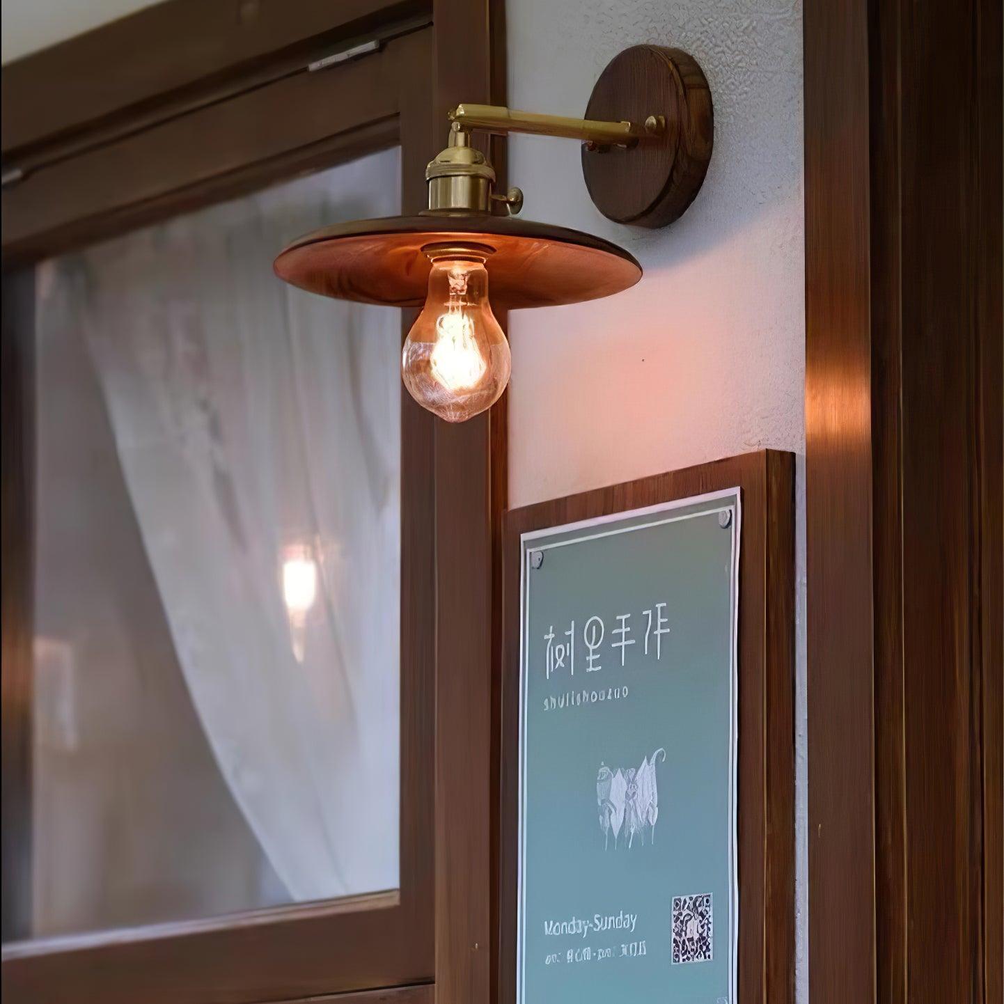 Walnut Flared Wall Light | Brass & Walnut Design | Set of 2