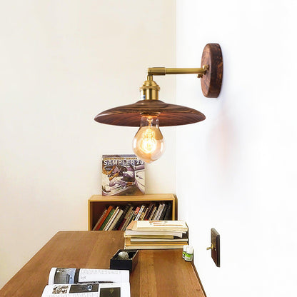 Walnut Flared Wall Light | Brass & Walnut Design | Set of 2