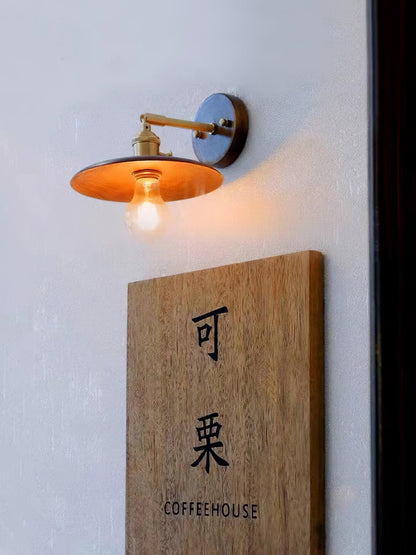 Walnut Flared Wall Light | Brass & Walnut Design | Set of 2
