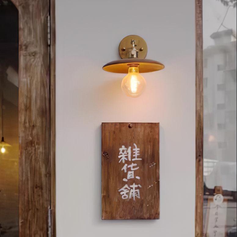 Walnut Flared Wall Light | Brass & Walnut Design | Set of 2