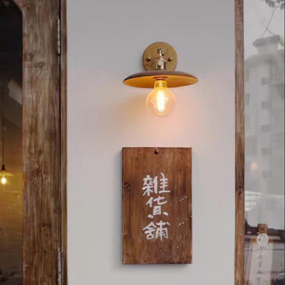 Walnut Flared Wall Light | Brass & Walnut Design | Set of 2