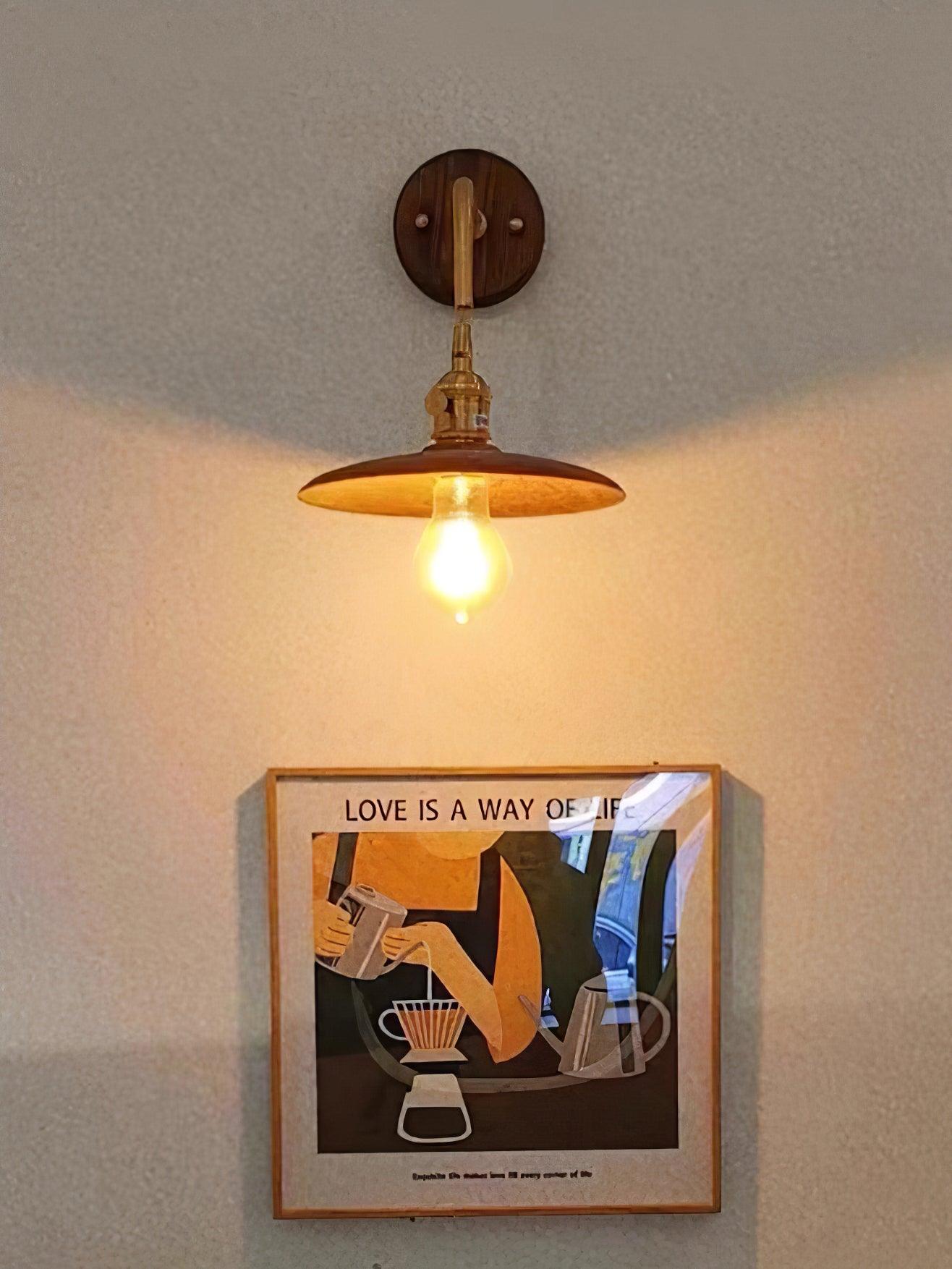 Walnut Flared Wall Light | Brass & Walnut Design | Set of 2