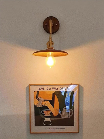 Walnut Flared Wall Light | Brass & Walnut Design | Set of 2