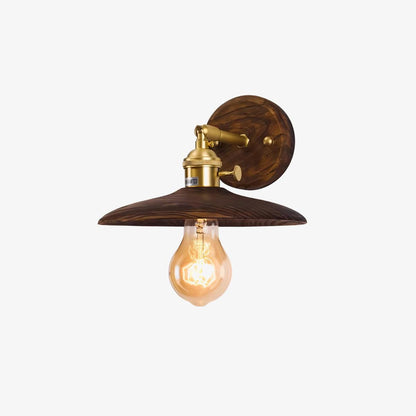 Walnut Flared Wall Light | Brass & Walnut Design | Set of 2
