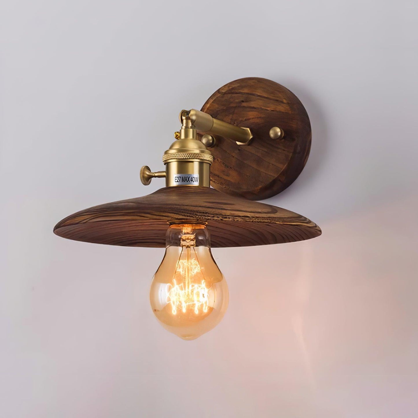 Walnut Flared Wall Light | Brass & Walnut Design | Set of 2