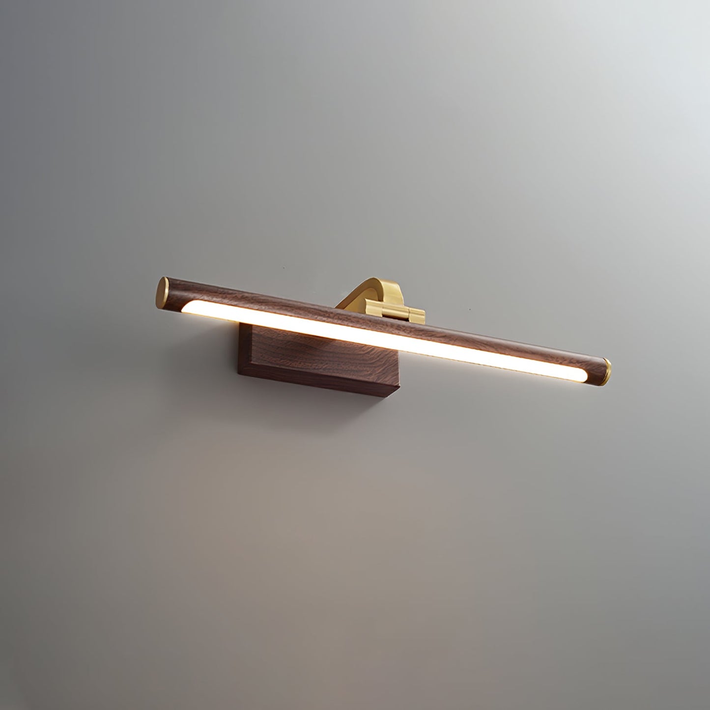 Linear LED Wall Light | Walnut & Brass | Set of 2