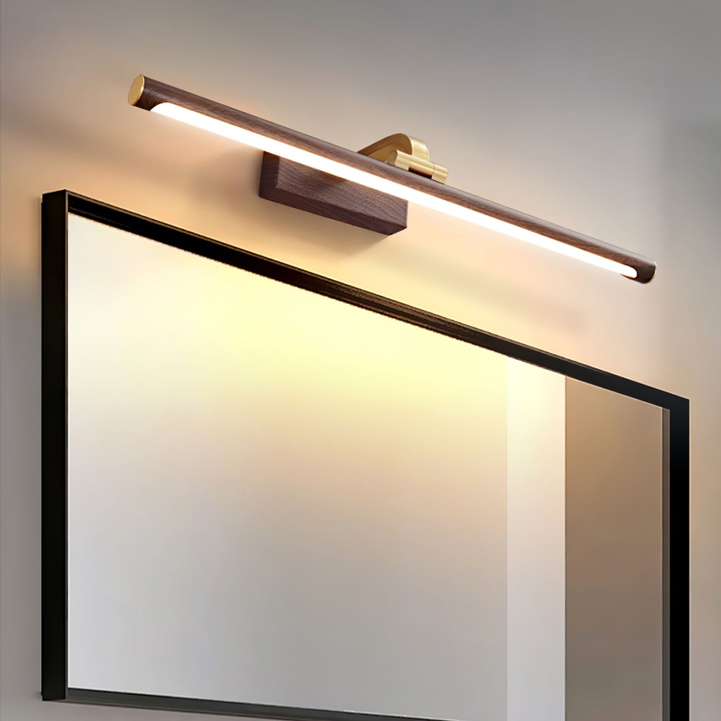 Linear LED Wall Light | Walnut & Brass | Set of 2