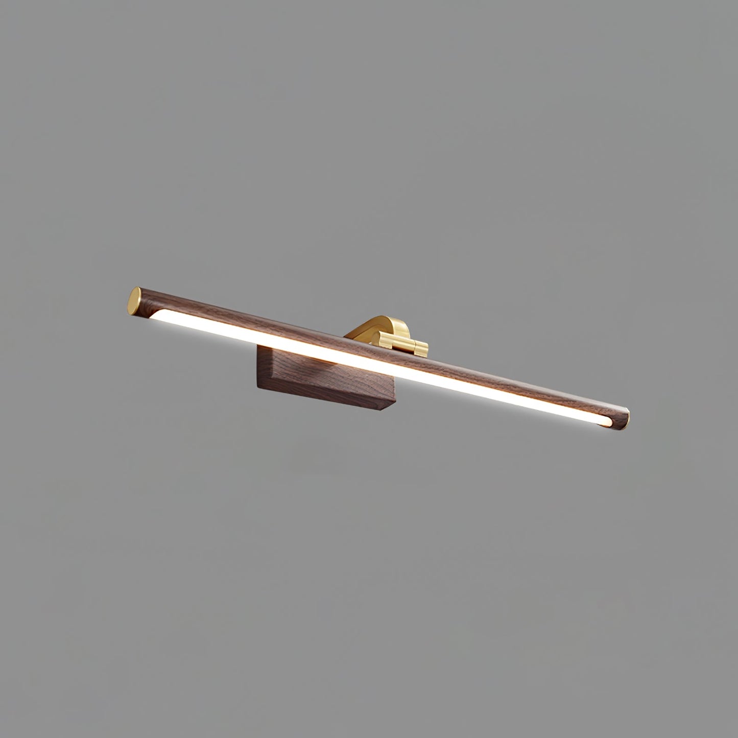 Linear LED Wall Light | Walnut & Brass | Set of 2