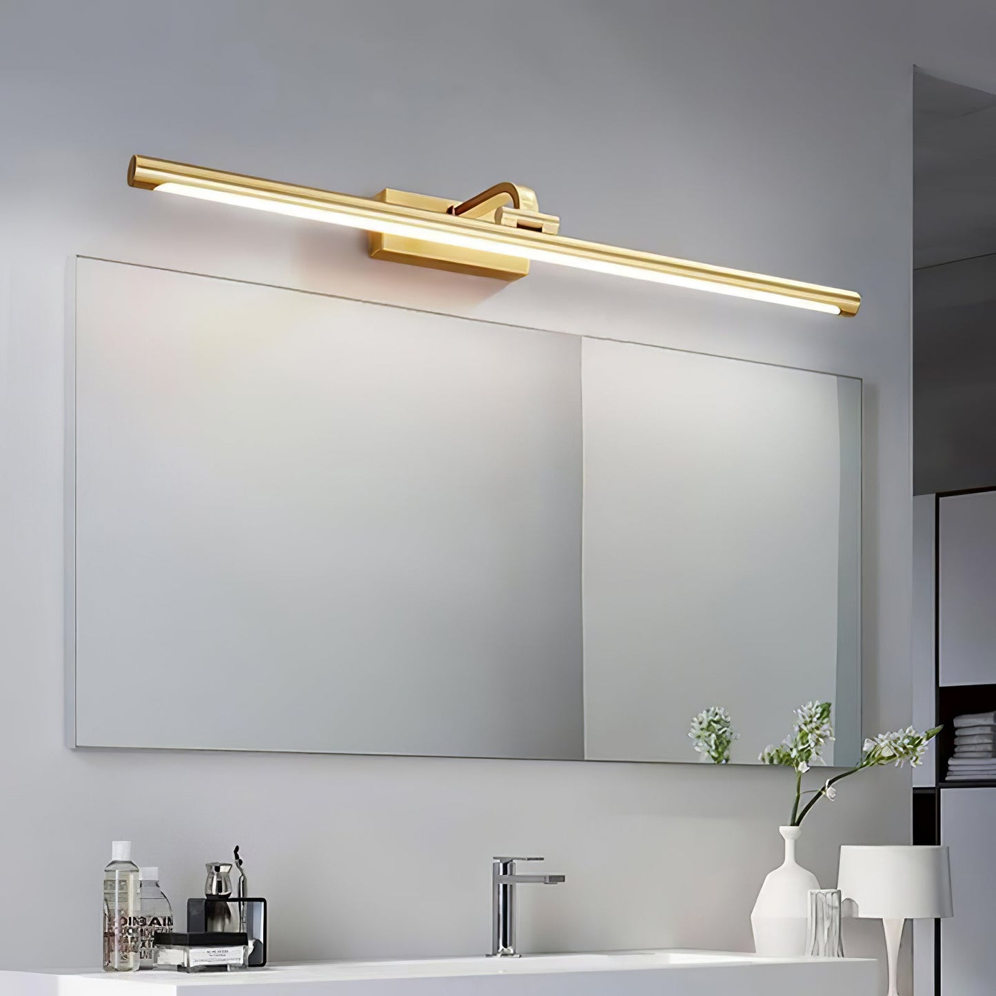 Linear LED Wall Light | Walnut & Brass | Set of 2