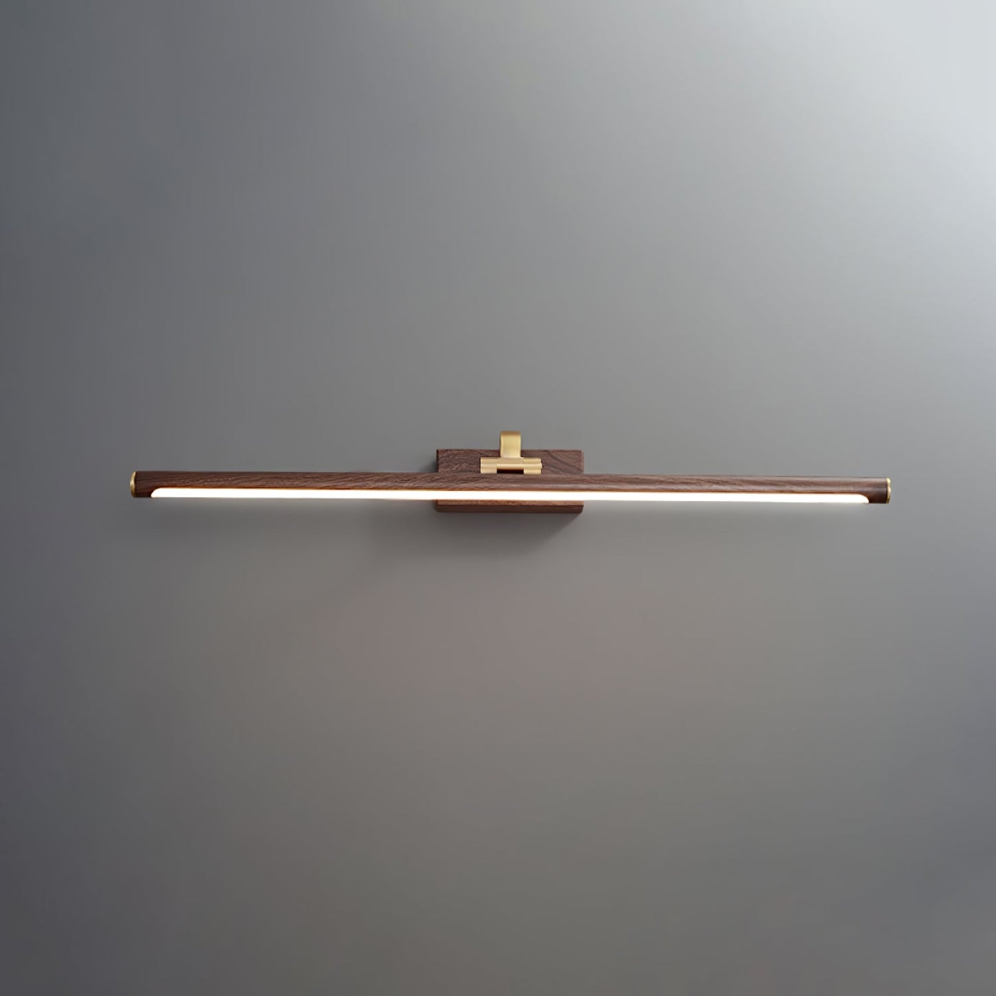 Linear LED Wall Light | Walnut & Brass | Set of 2