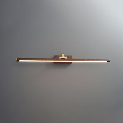 Linear LED Wall Light | Walnut & Brass | Set of 2