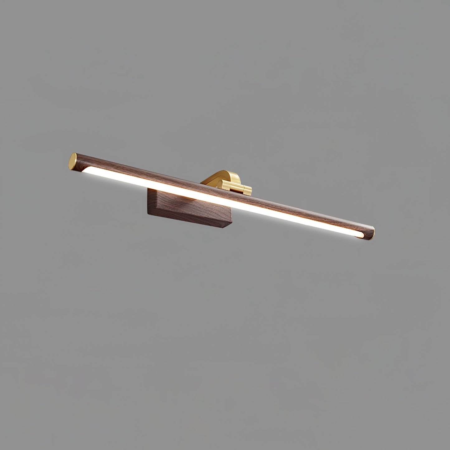 Linear LED Wall Light | Walnut & Brass | Set of 2