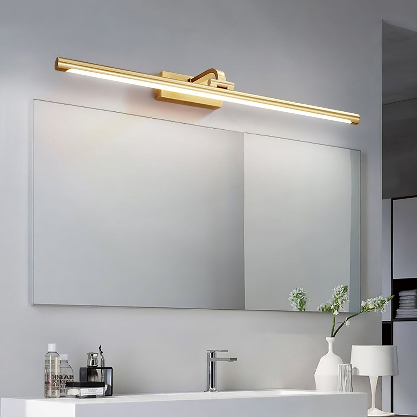 Linear LED Wall Light | Walnut & Brass | Set of 2