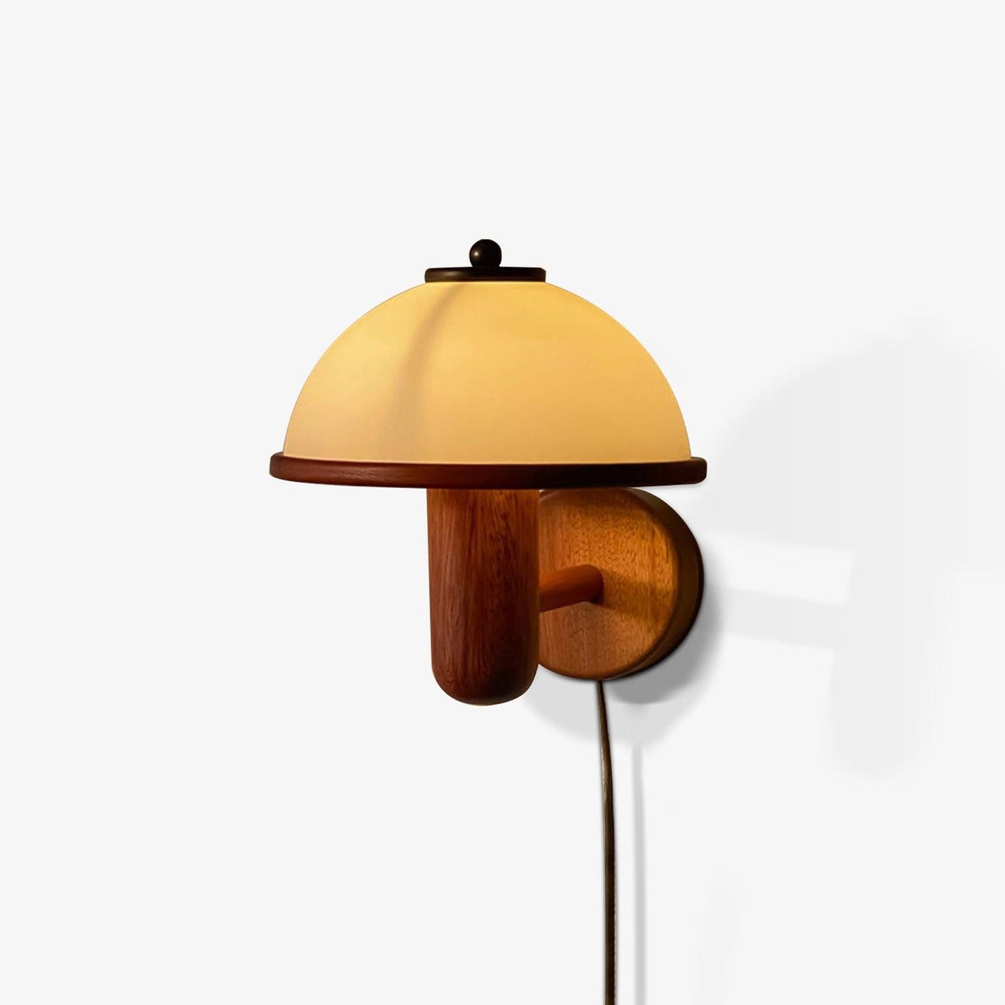 Mushroom Wall Lamp | Oak Wood & White Shade | 2-Pack