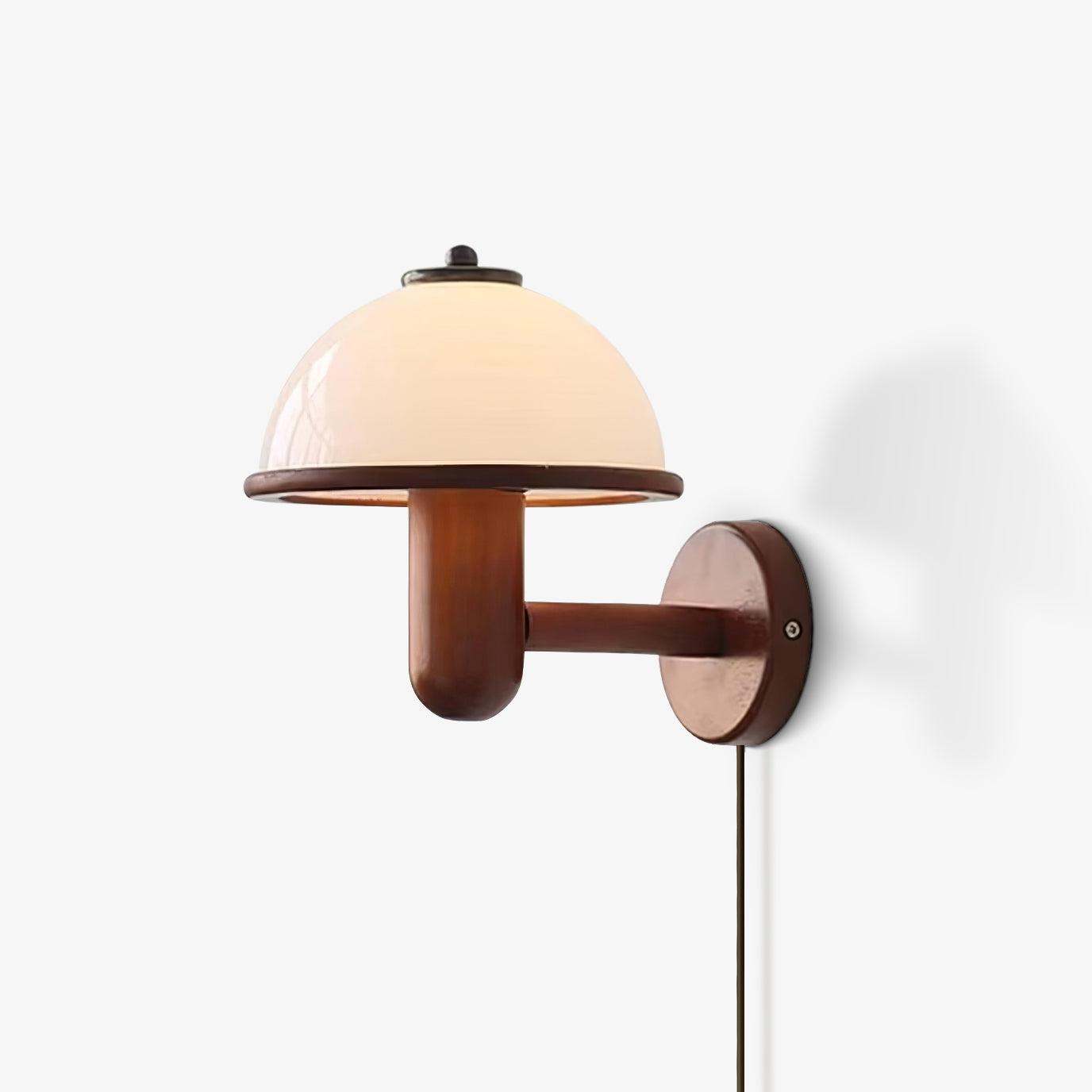Mushroom Wall Lamp | Oak Wood & White Shade | 2-Pack