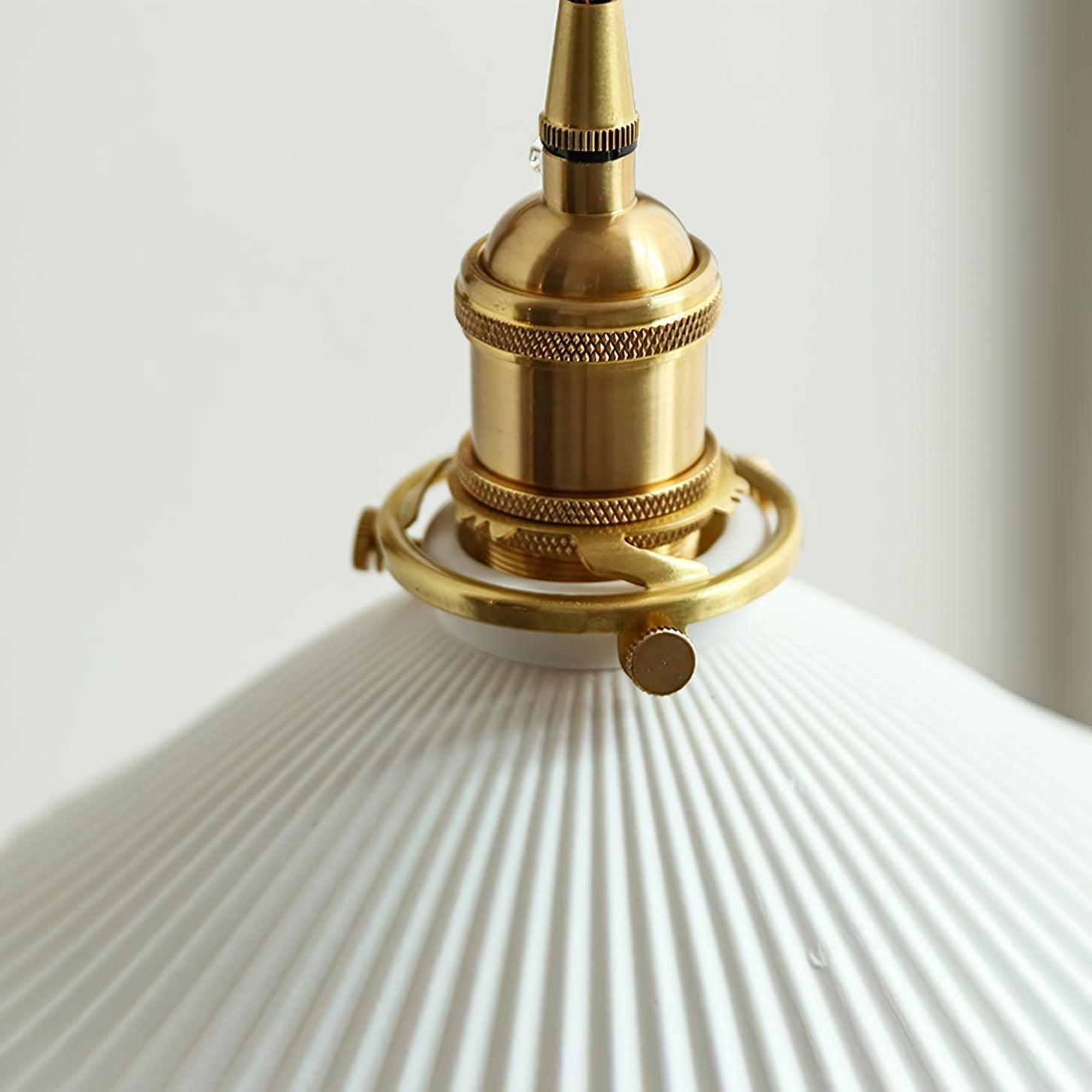 Walnut Swing Arm Wall Light | White Pleated Ceramic Shade | Adjustable Design