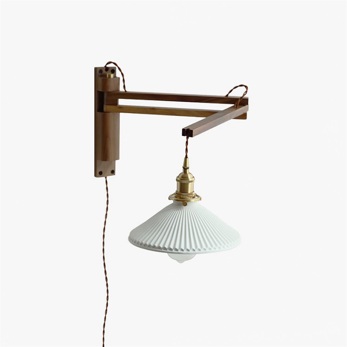 Walnut Telescopic Wall Lamp | Metal, Wood & Ceramic | Set of 2