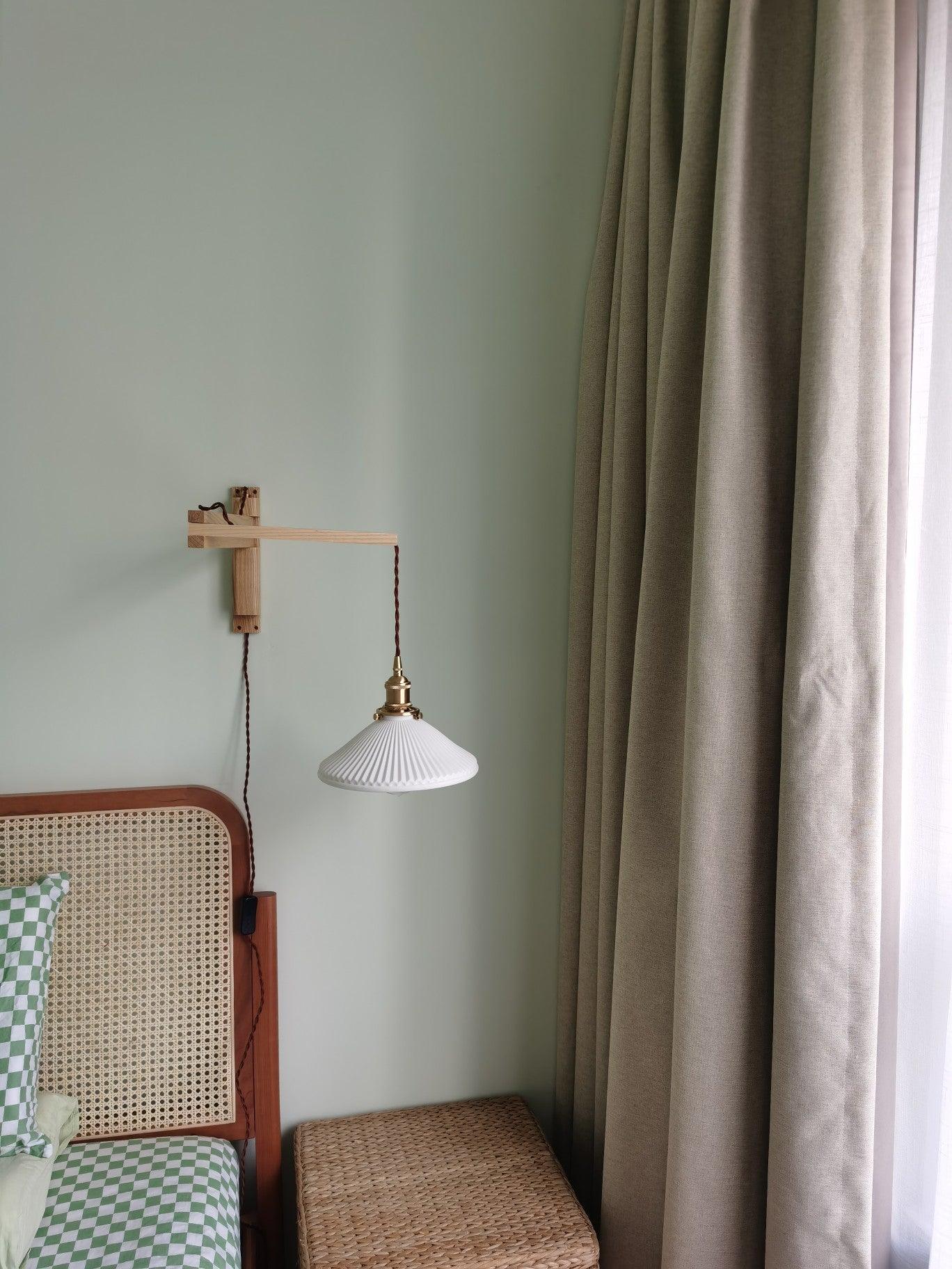Walnut Telescopic Wall Lamp | Metal, Wood & Ceramic | Set of 2