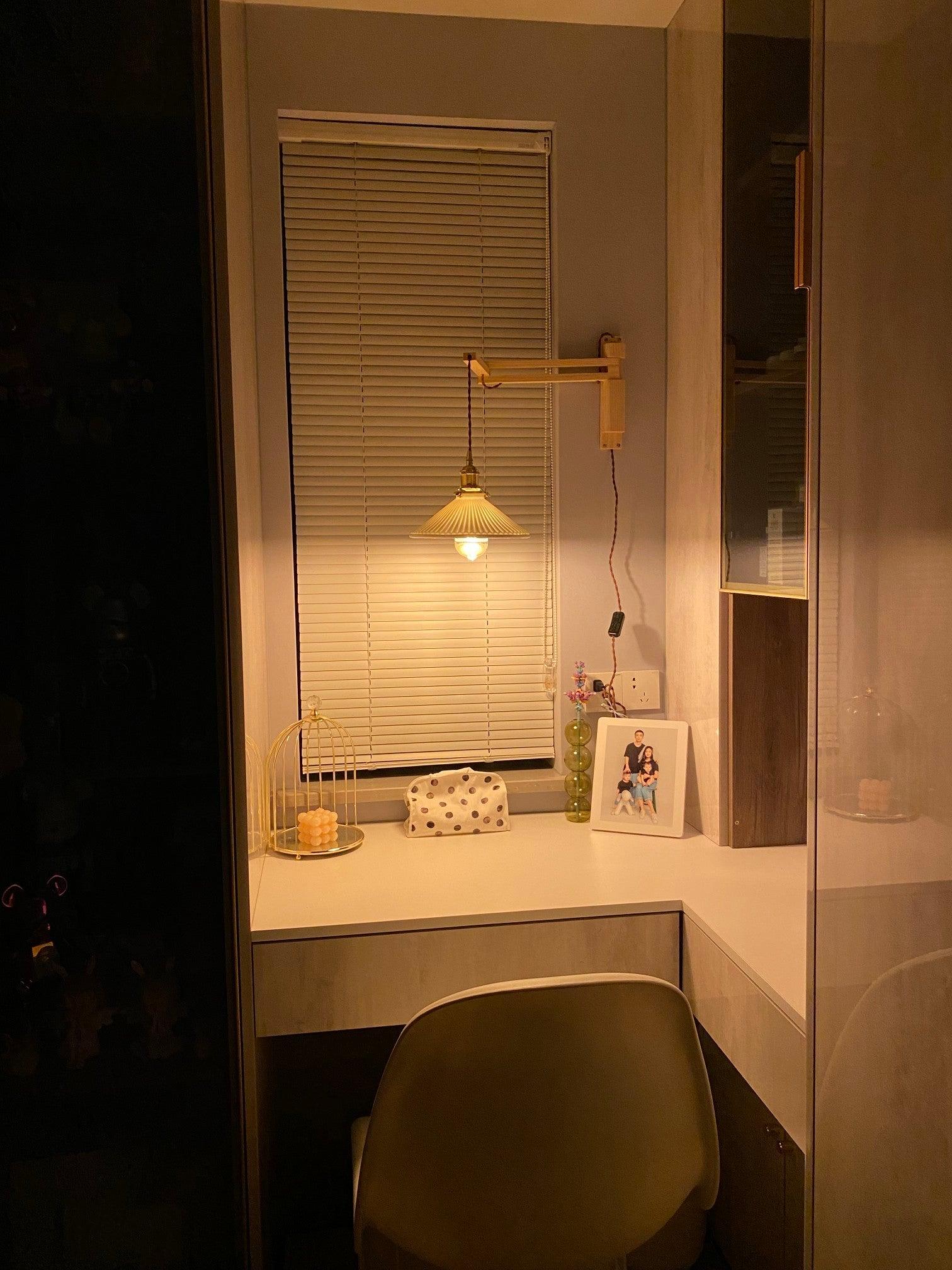 Walnut Telescopic Wall Lamp | Metal, Wood & Ceramic | Set of 2