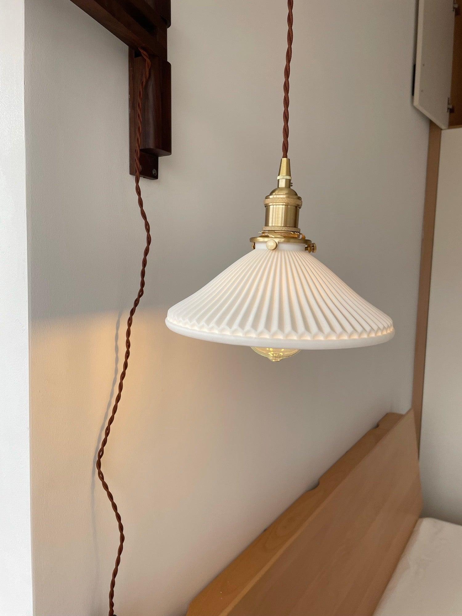 Walnut Telescopic Wall Lamp | Metal, Wood & Ceramic | Set of 2