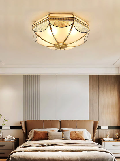 Warehouse Dome Shape Ceiling Lamp | Brass & Glass | 3/4/6 Bulbs Options