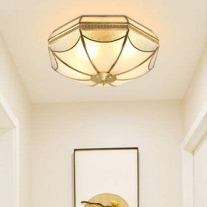 Warehouse Dome Shape Ceiling Lamp | Brass & Glass | 3/4/6 Bulbs Options