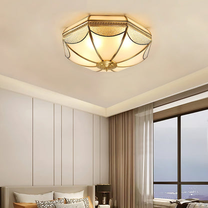 Warehouse Dome Shape Ceiling Lamp | Brass & Glass | 3/4/6 Bulbs Options