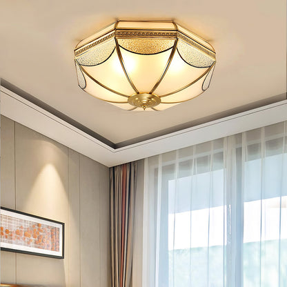 Warehouse Dome Shape Ceiling Lamp | Brass & Glass | 3/4/6 Bulbs Options