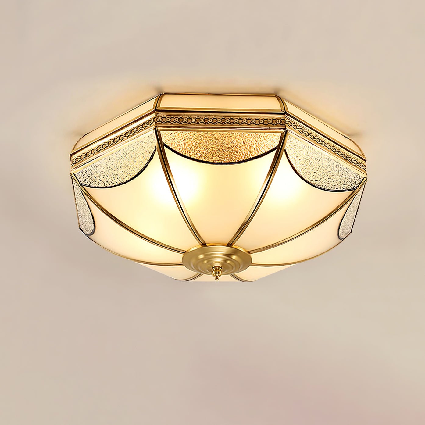 Warehouse Dome Shape Ceiling Lamp | Brass & Glass | 3/4/6 Bulbs Options