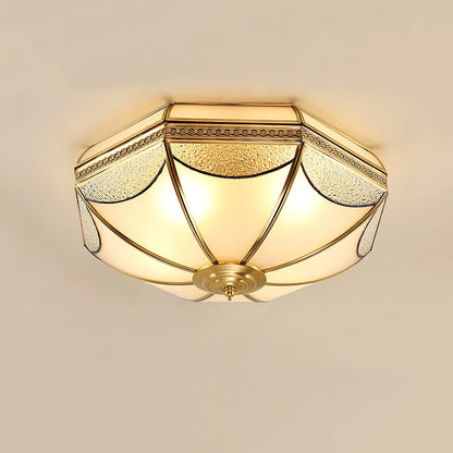 Warehouse Dome Shape Ceiling Lamp | Brass & Glass | 3/4/6 Bulbs Options